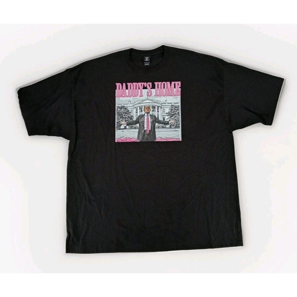 Hanes 4XLT Men's Daddy's Home Trump Graphic T Shirt Black Tall 4X